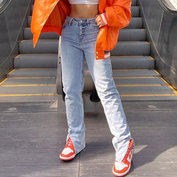 Fashion Nova Straight Leg Slit Jeans - Picture 1 of 4